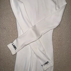 Lucky label White Ribbed Long Sleeve jumpsuit